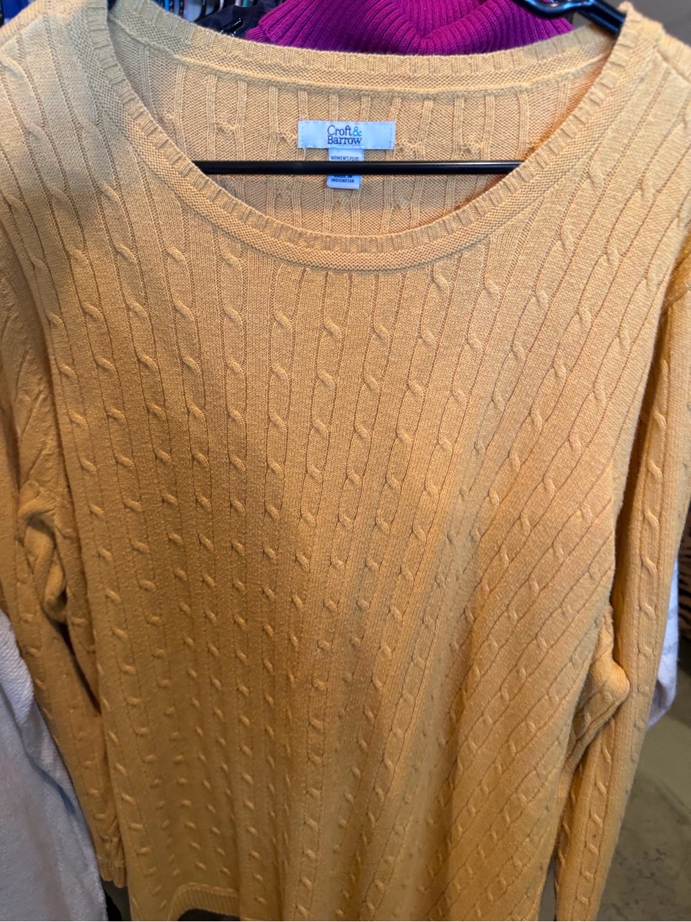 croft & barrow women’s  Cable Crewneck Sweater in Mustard